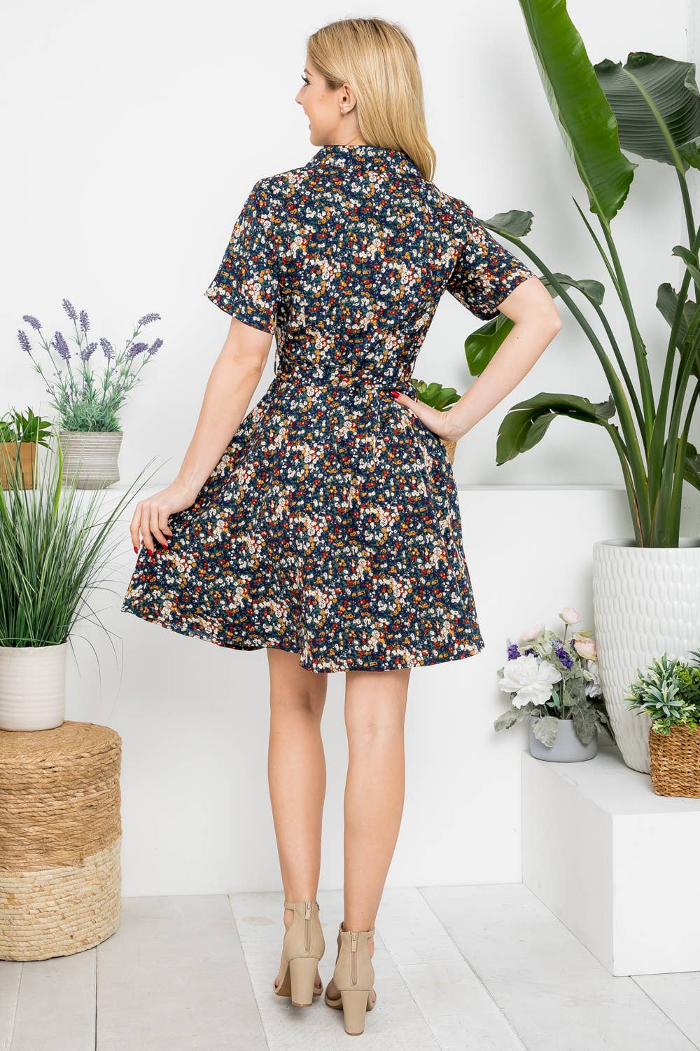 Floral Print Button Down Dress