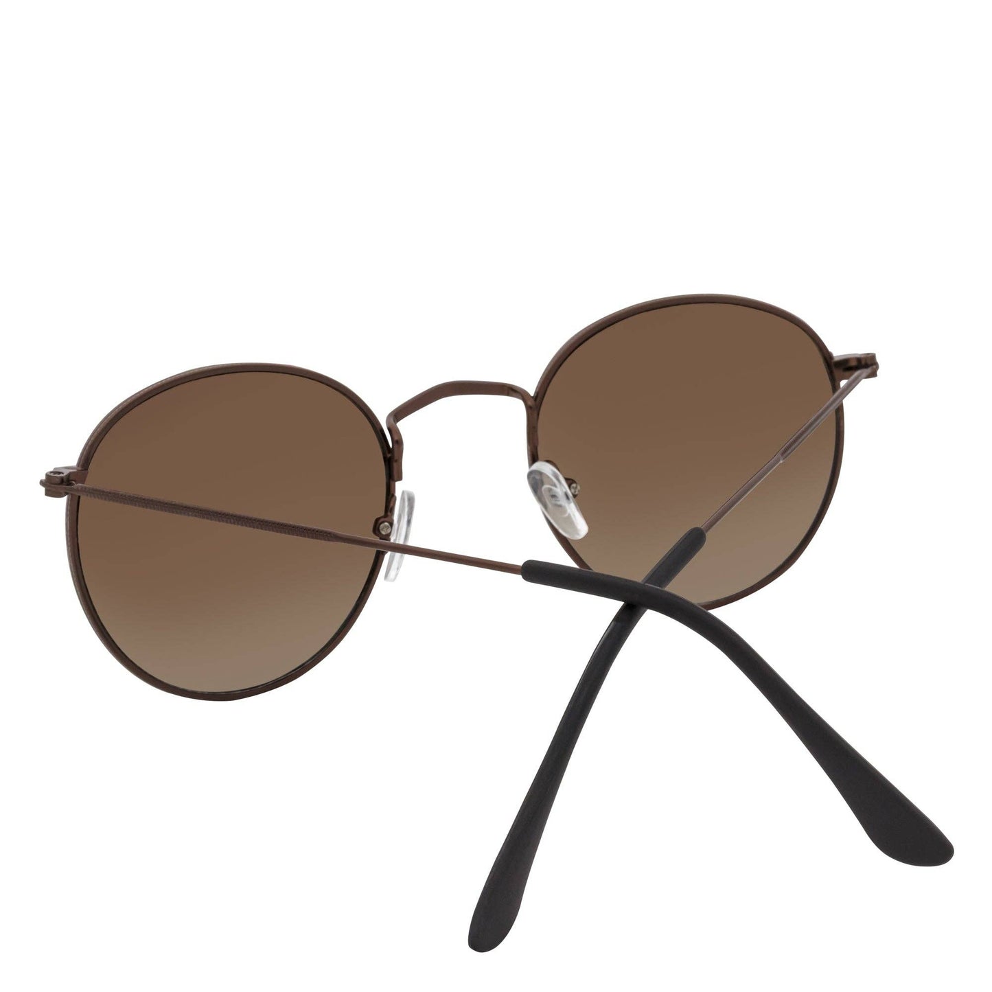 VAGABOND - Retro Classic Small Metal Round Sunglasses Copper Brown Lens