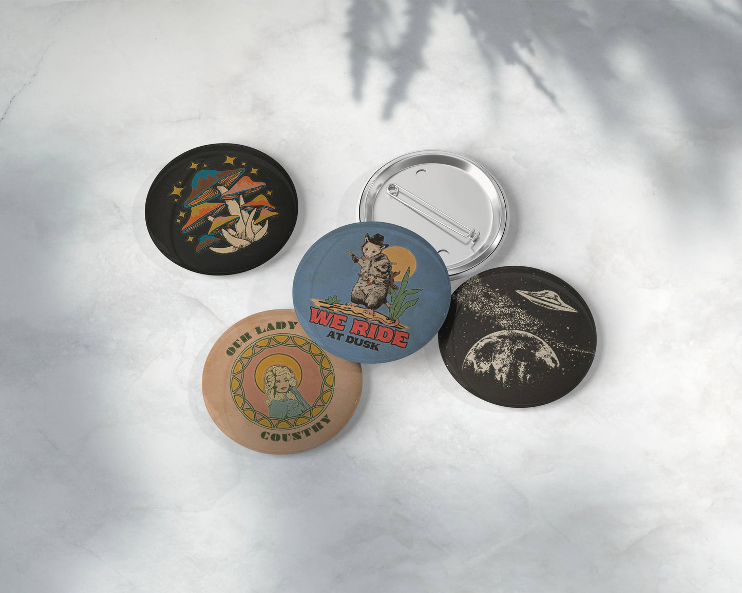 Opossum Cowboy Button