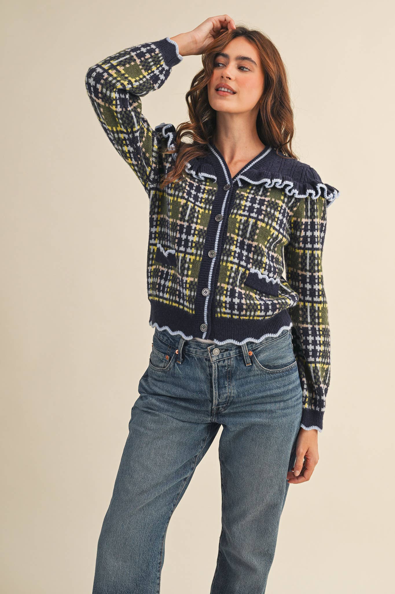 Tilly plaid sweater/cardigan