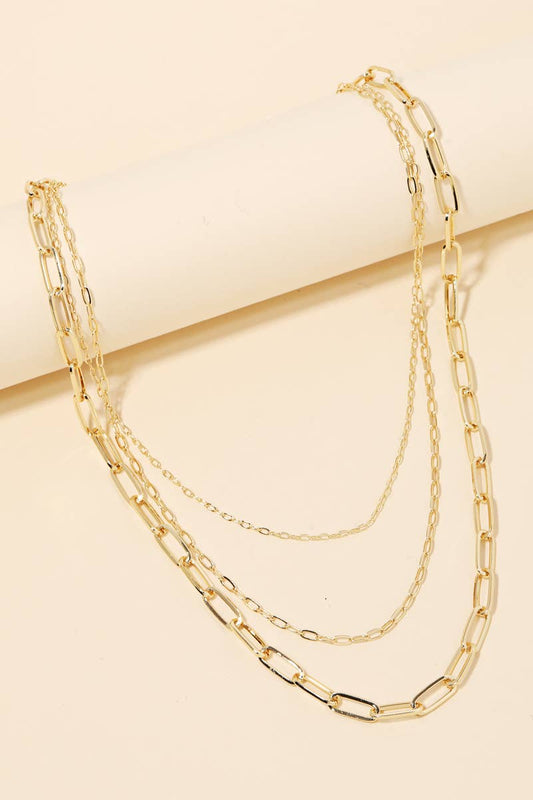 Triple paper clip Chain Link Necklace