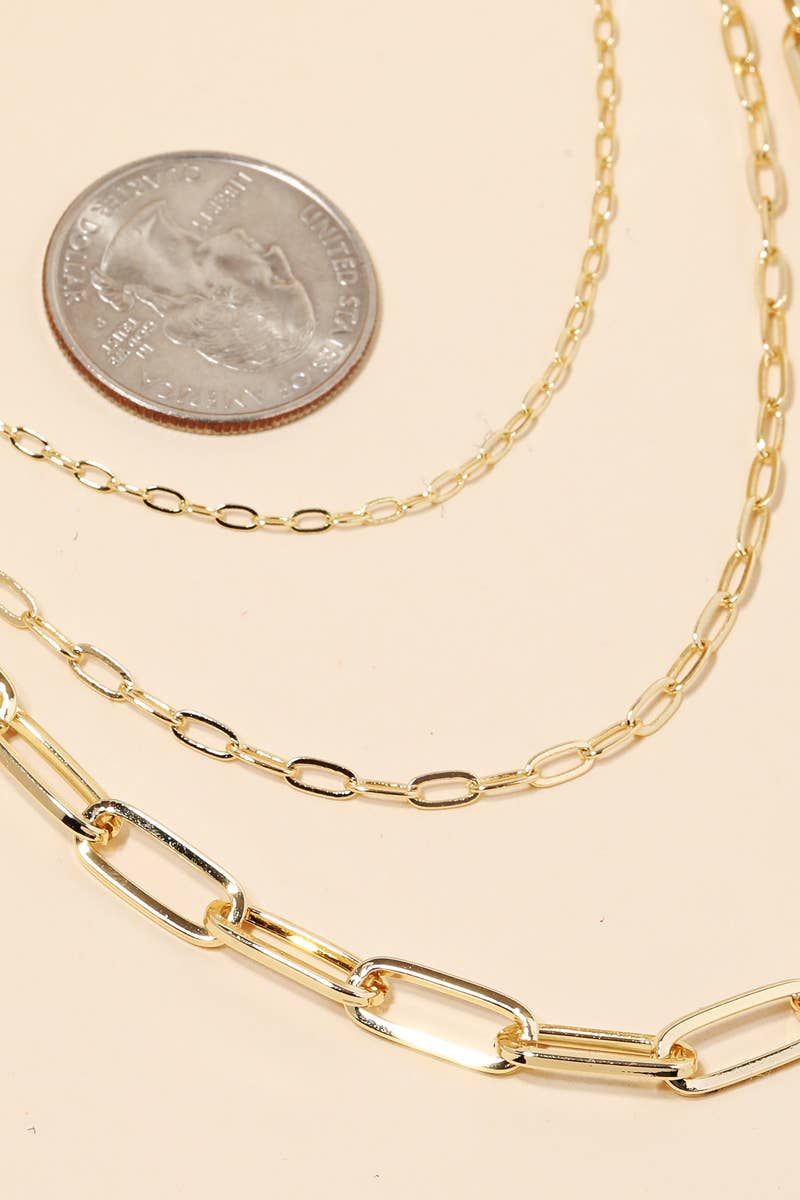 Triple paper clip Chain Link Necklace
