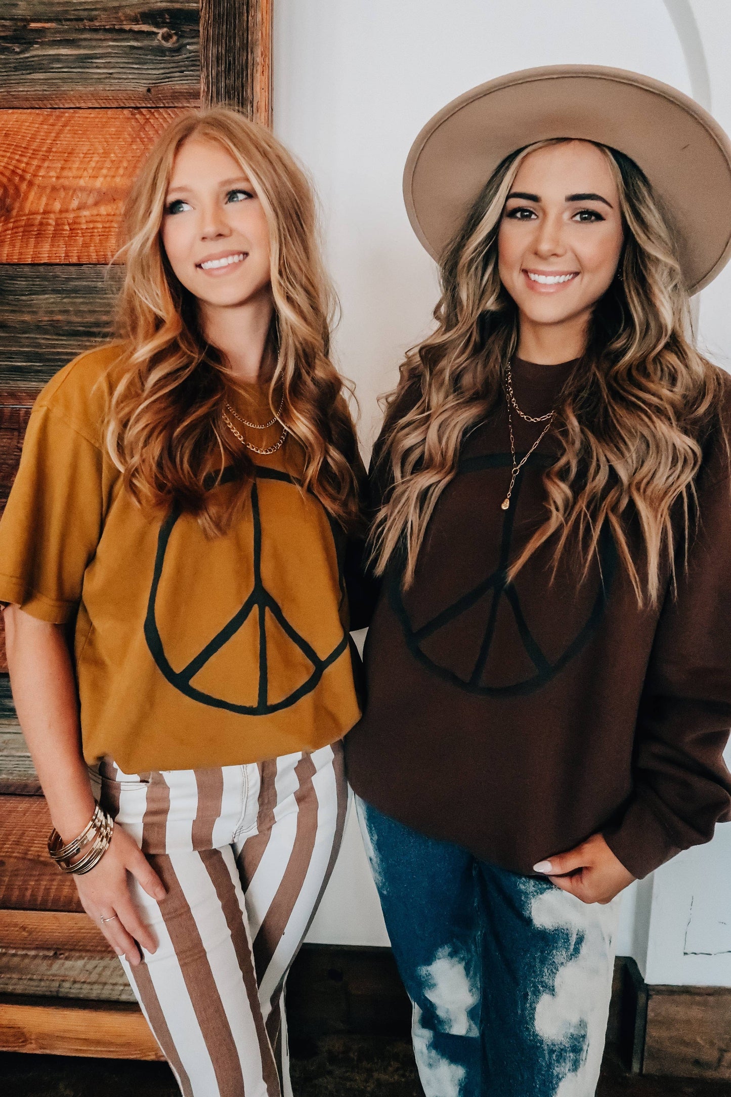 Oversized Peace sign & Never Regret Showing Kindness Mock Neck Tee