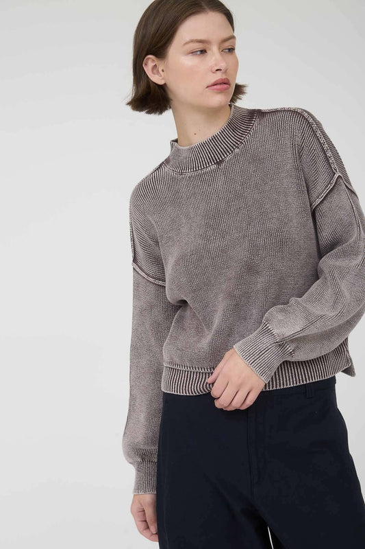 End Game Mineral washed knit pullover sweater