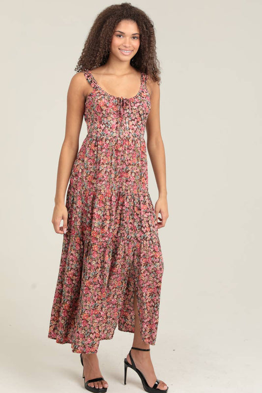 Donna floral print tie back dress