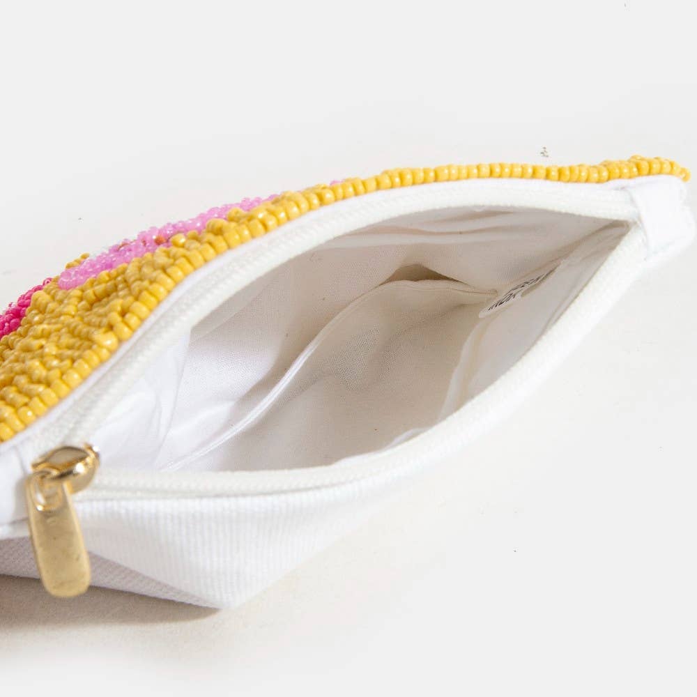 Vibrant Mushrooms Seed Beaded Coin Purse