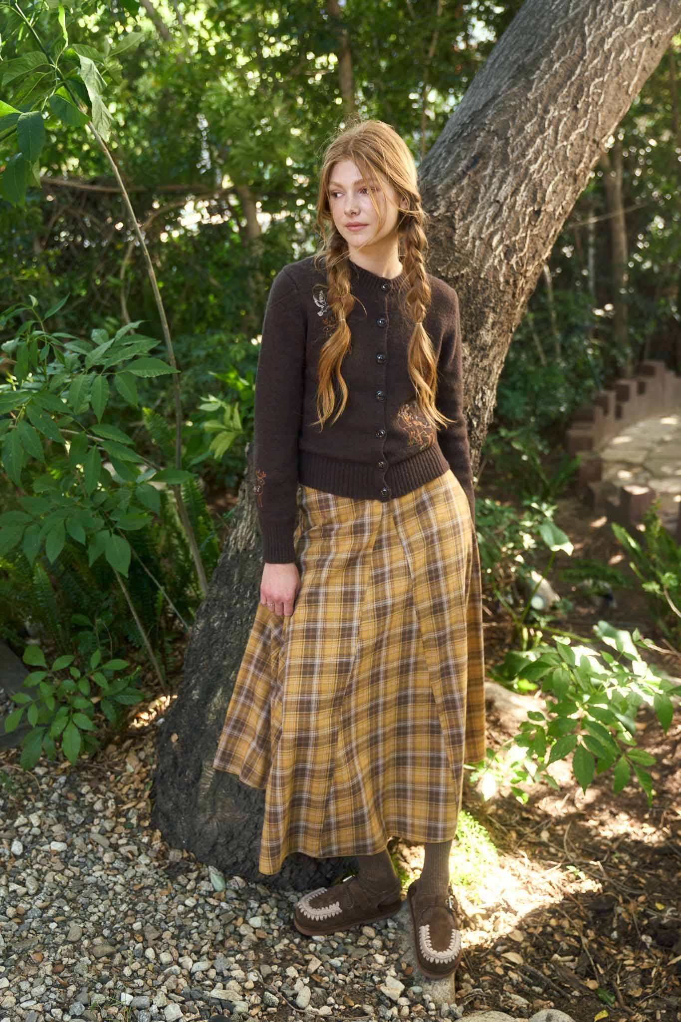 Laurel Plaid midi skirt