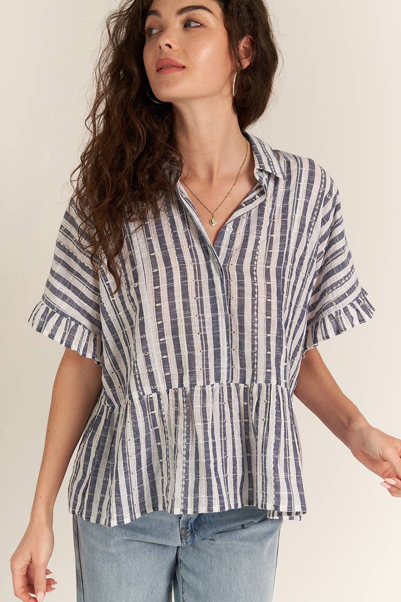 Lainey Stripe Button Down top