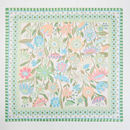 Flower Print Square Bandana Scarf