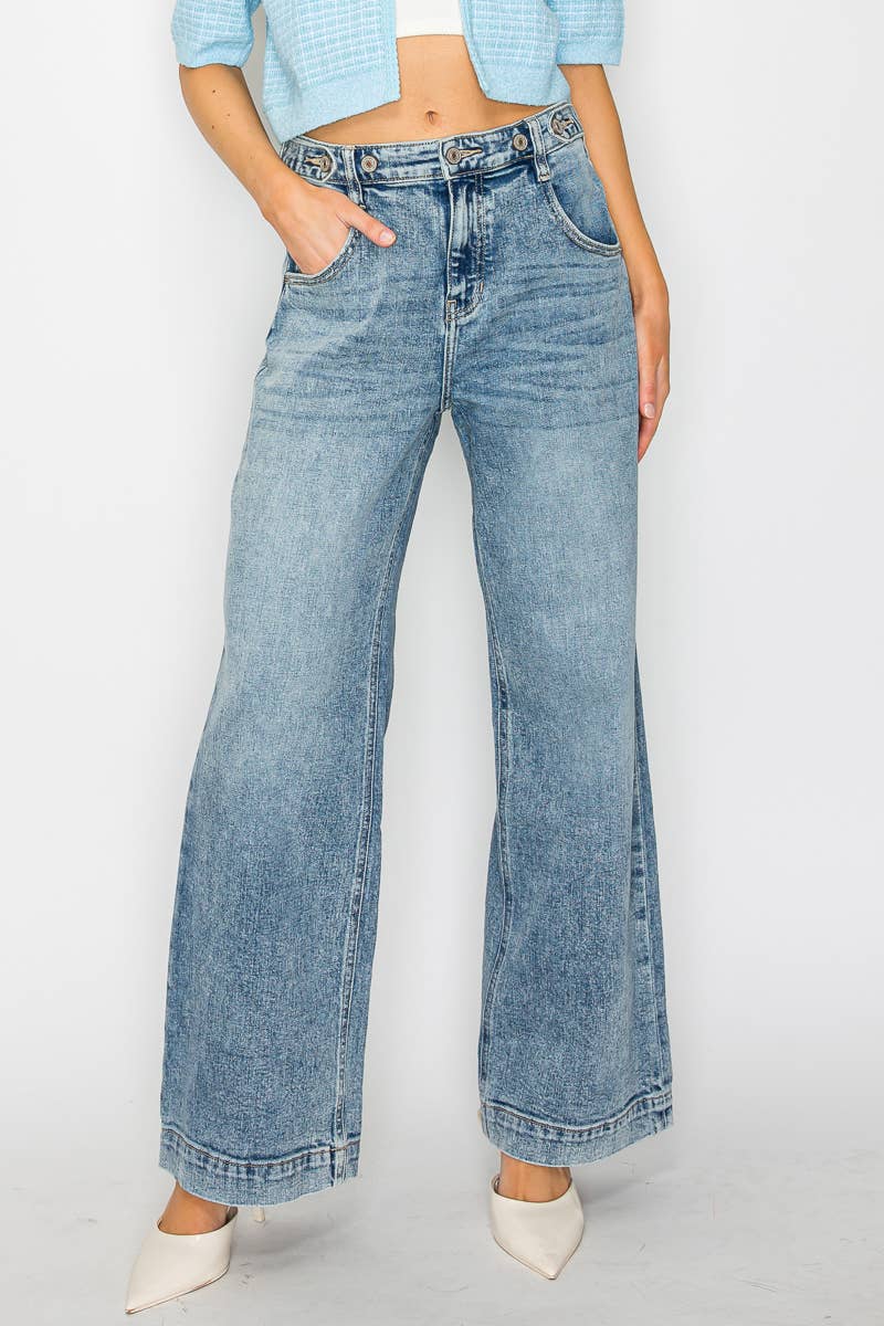 Artemis Vintage ADJUSTABLE WAISTBAND HIGH RISE BAGGY WIDE JEANS