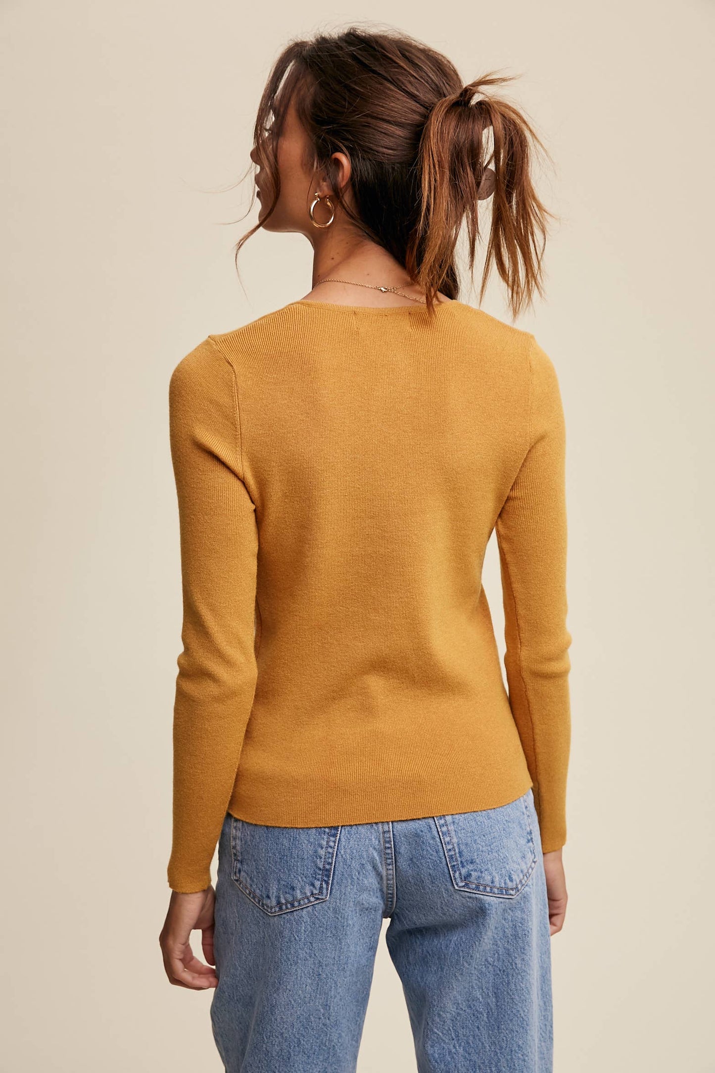 Jamie Fitted V-Neck Knit Top