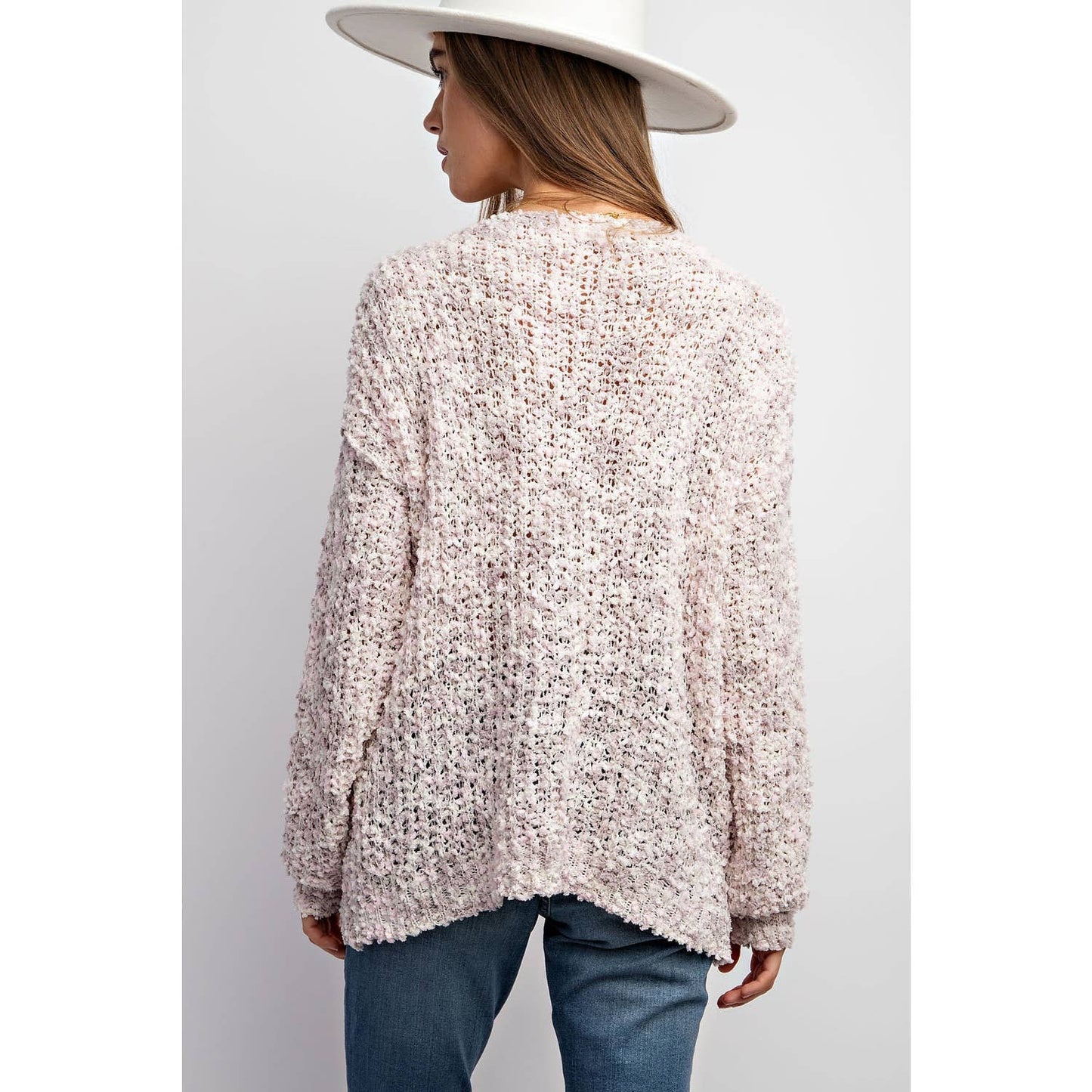 Heart You loose popcorn knit sweater pullover