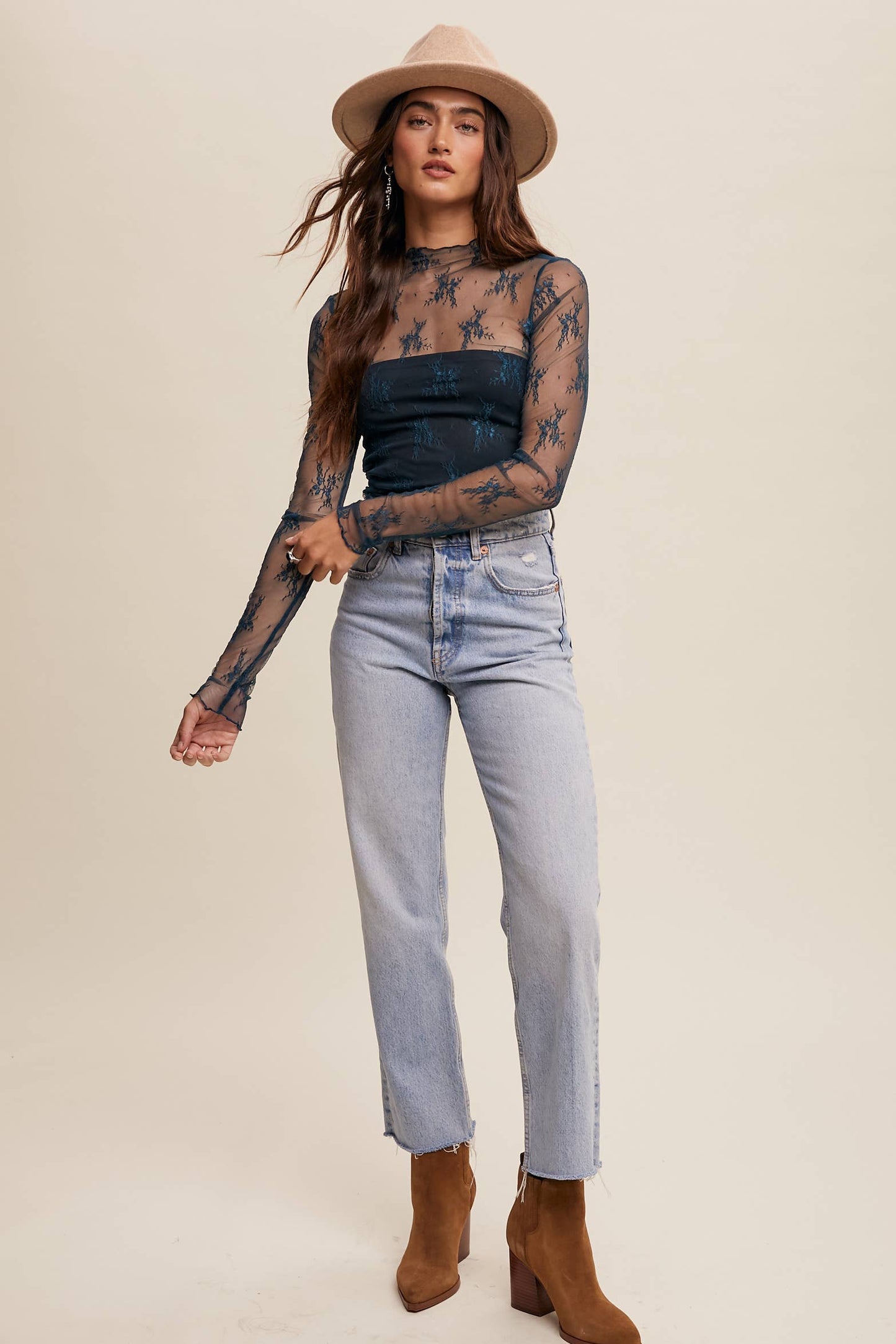 Sheer Lace Long sleeve