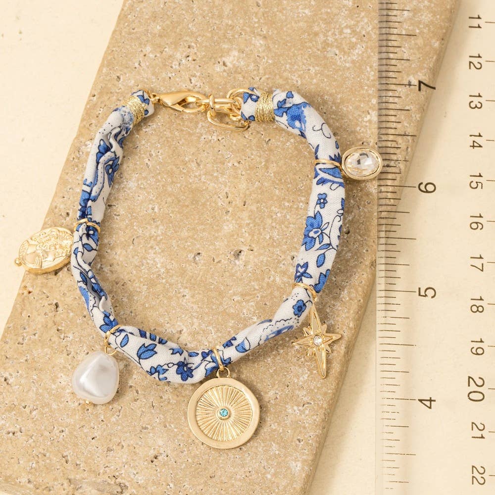 Pearl And Coin Charms Bandana Bracelet
