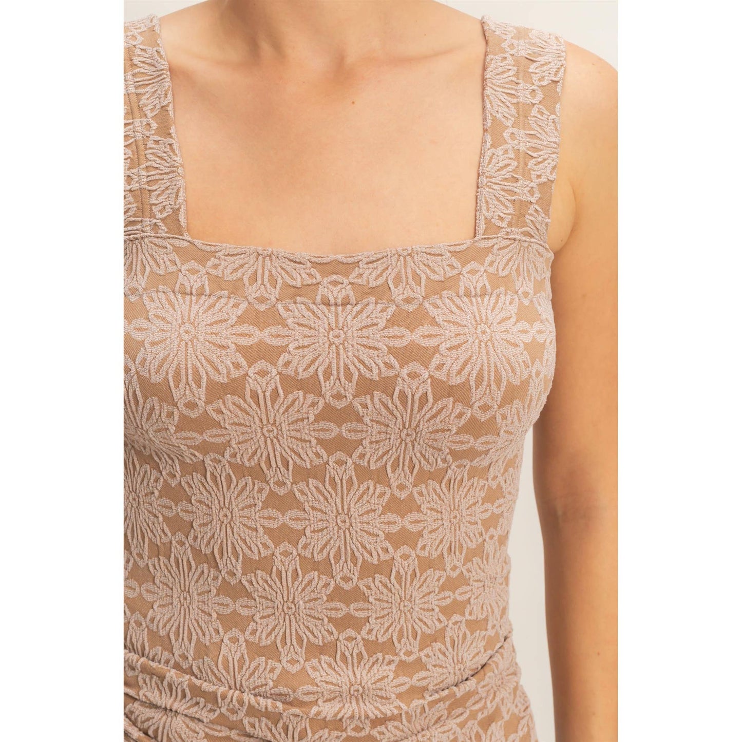 Floral Jacquard Square Neck Top