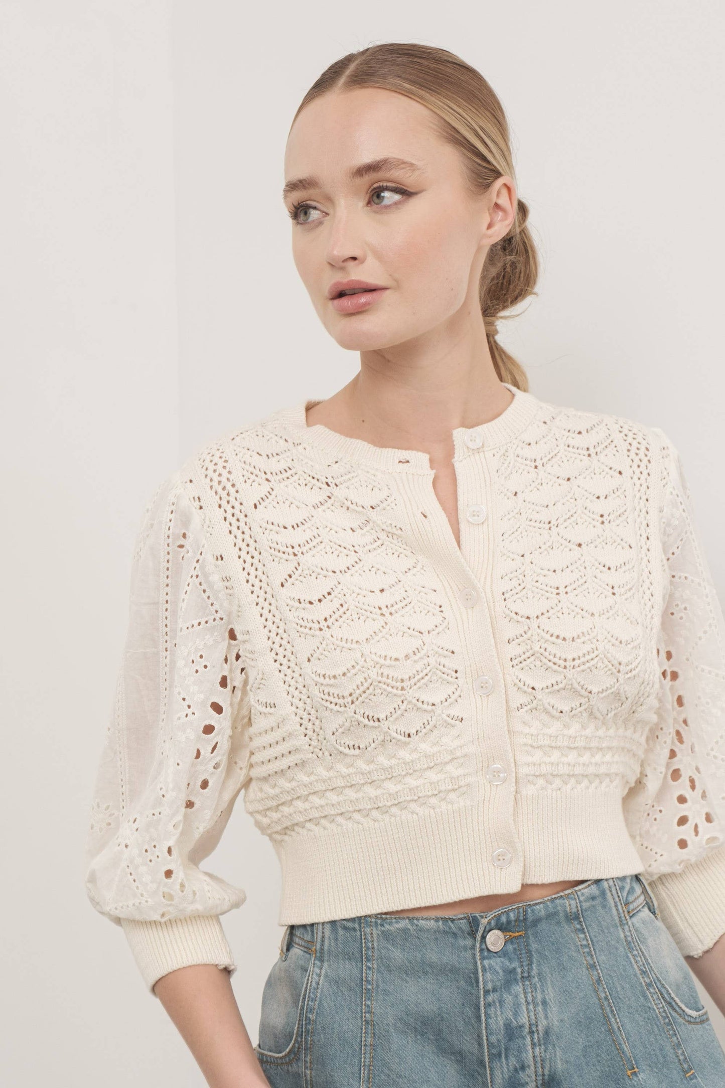 Jerry 3/4 sleeve cardigan /Top