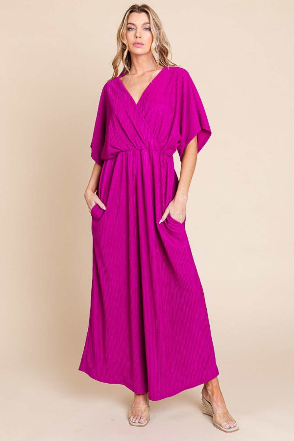 surplice maxi dress ONLINE EXCLUSIVE with Pockets – Birch & Iris Chicago Bulls Dresses for externalID:TW1729 waist 23 Size:130