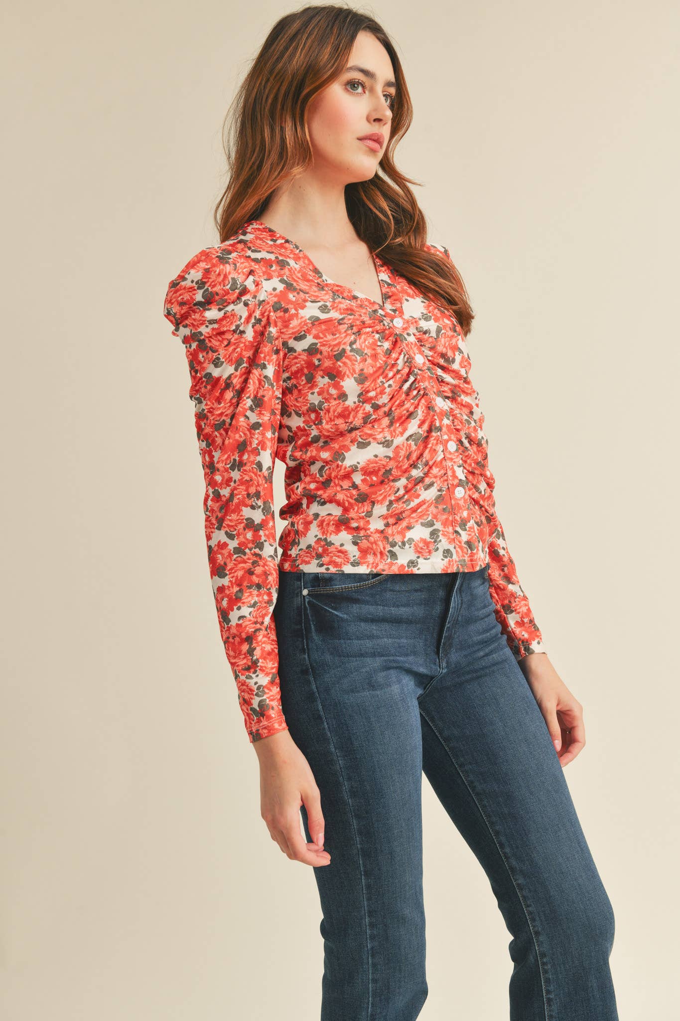 Winnie Ruched button down top