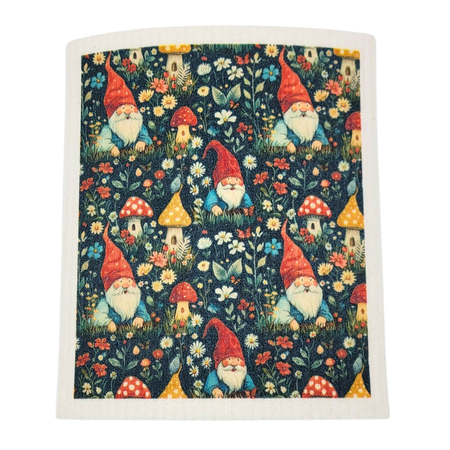 Gnome in Mushrooms Swedish Dishcloth - Kitchen Towels