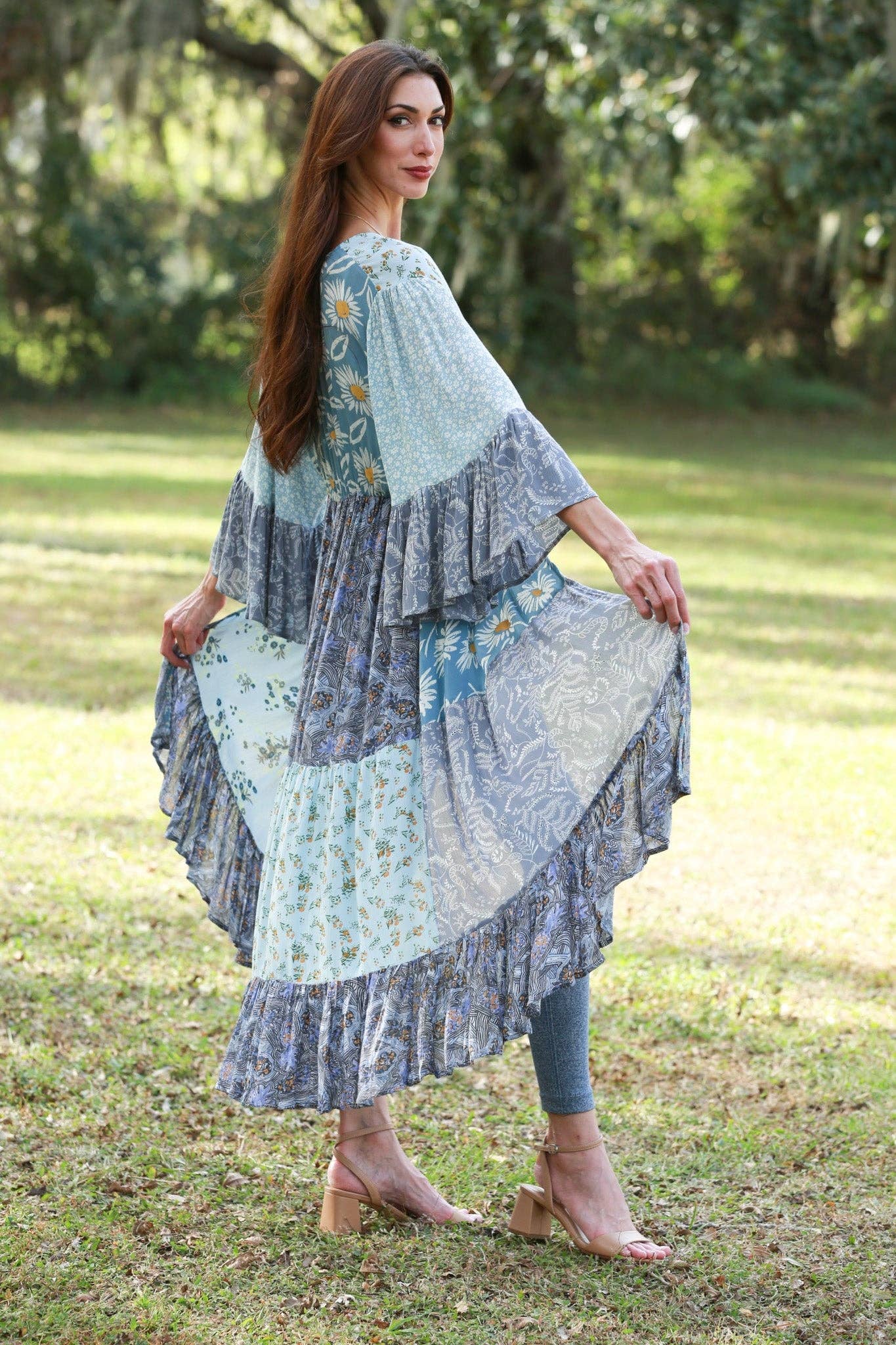 Handcrafted Kimono/ Tie front top