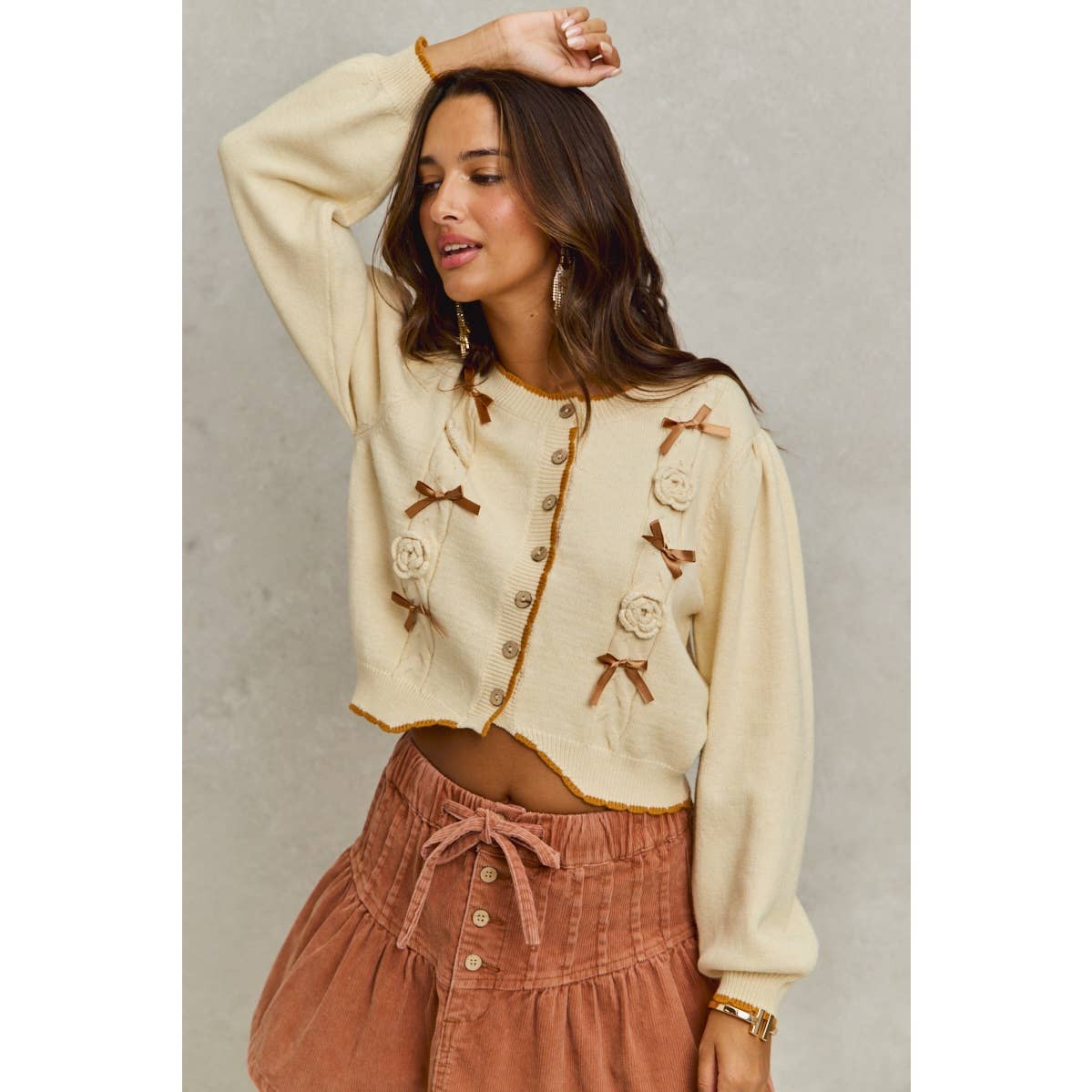 Margo ribbon & rose sweater/cardigan