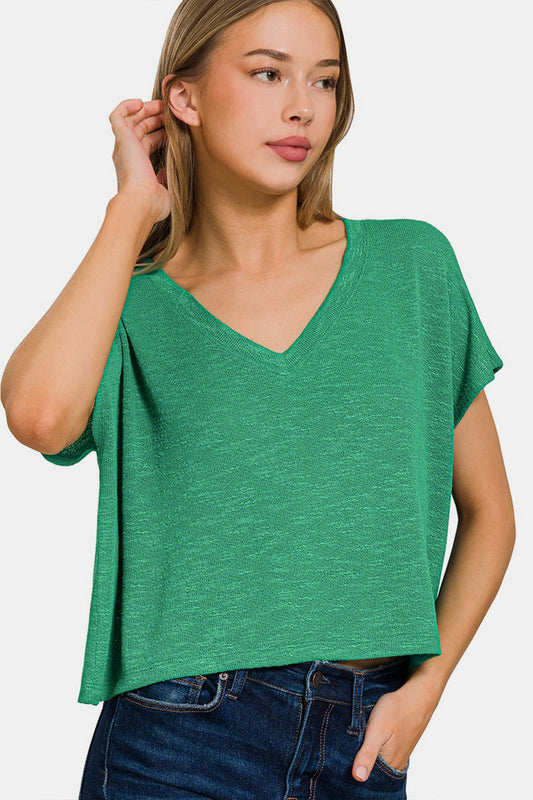 ONLINE EXCLUSIVE Zenana V-Neck Short Sleeve T-Shirt