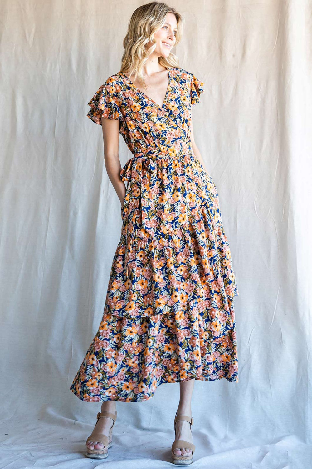 ONLINE EXCLUSIVE Floral Ruffled Midi Dress