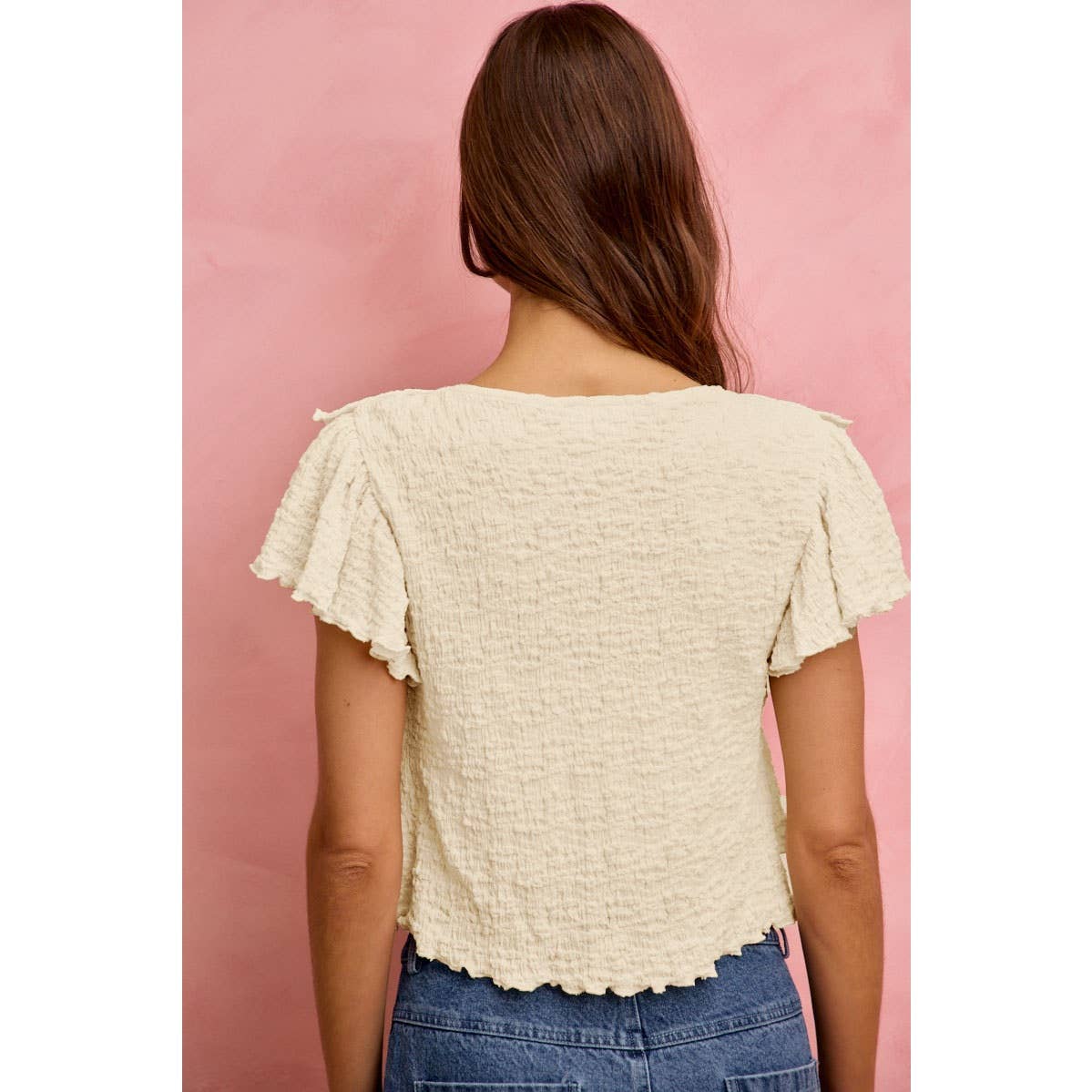 Cora Textured knit ruffle top
