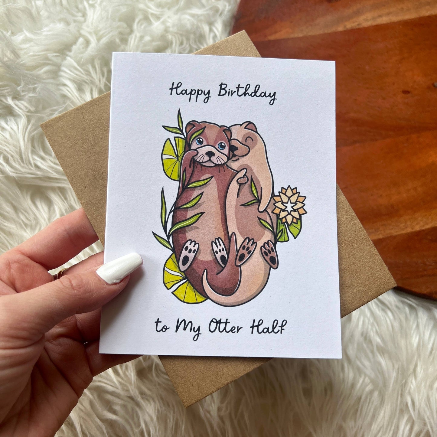 "Happy Birthday to my Otter Half" Birthday Card Pun