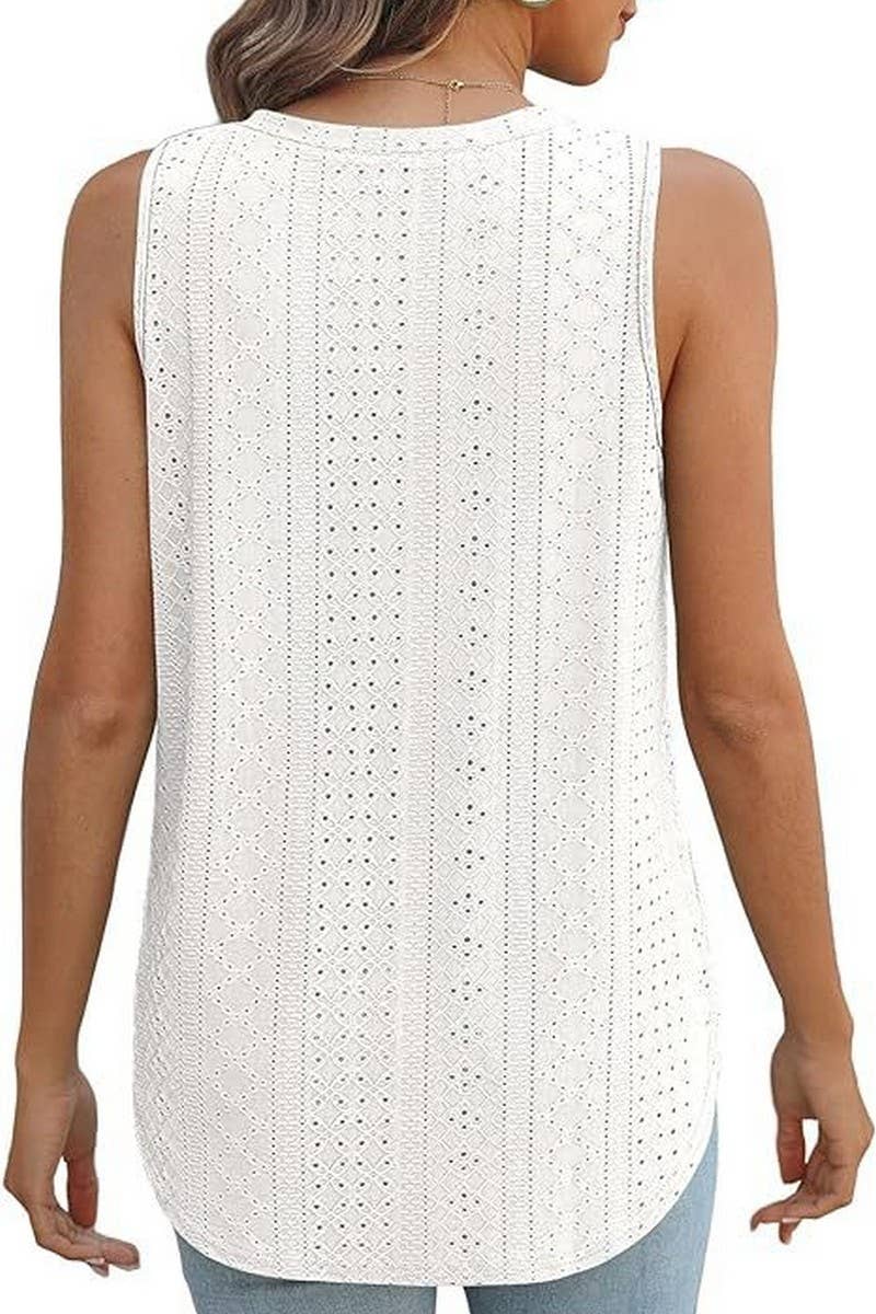 Forevermore eyelet V-Neck tank Knit Top