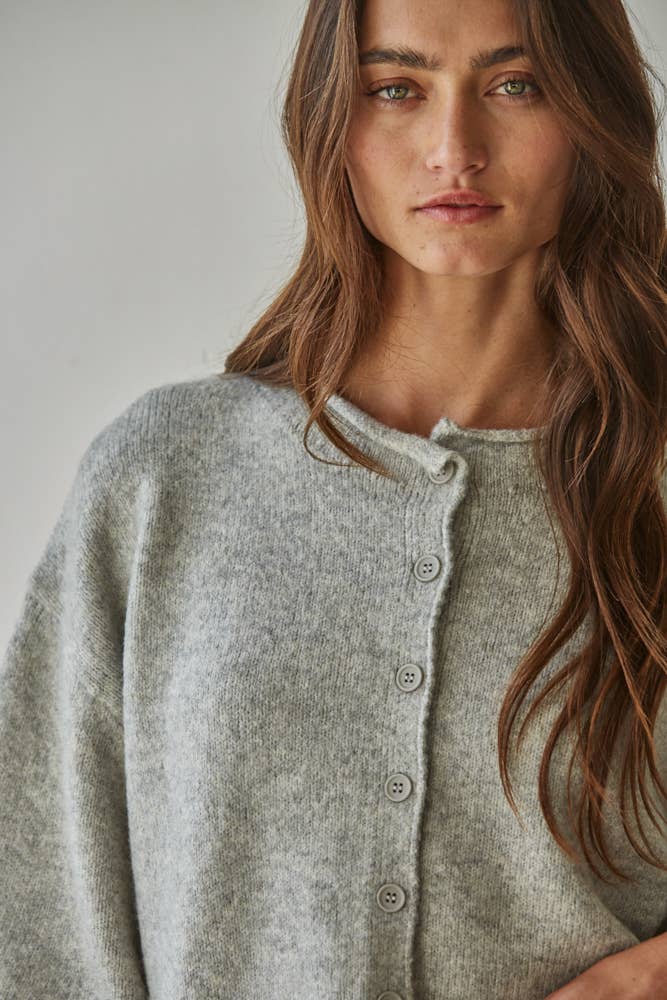 Lottie Knit Sweater Quarter Sleeve Button Up Cardigan Top