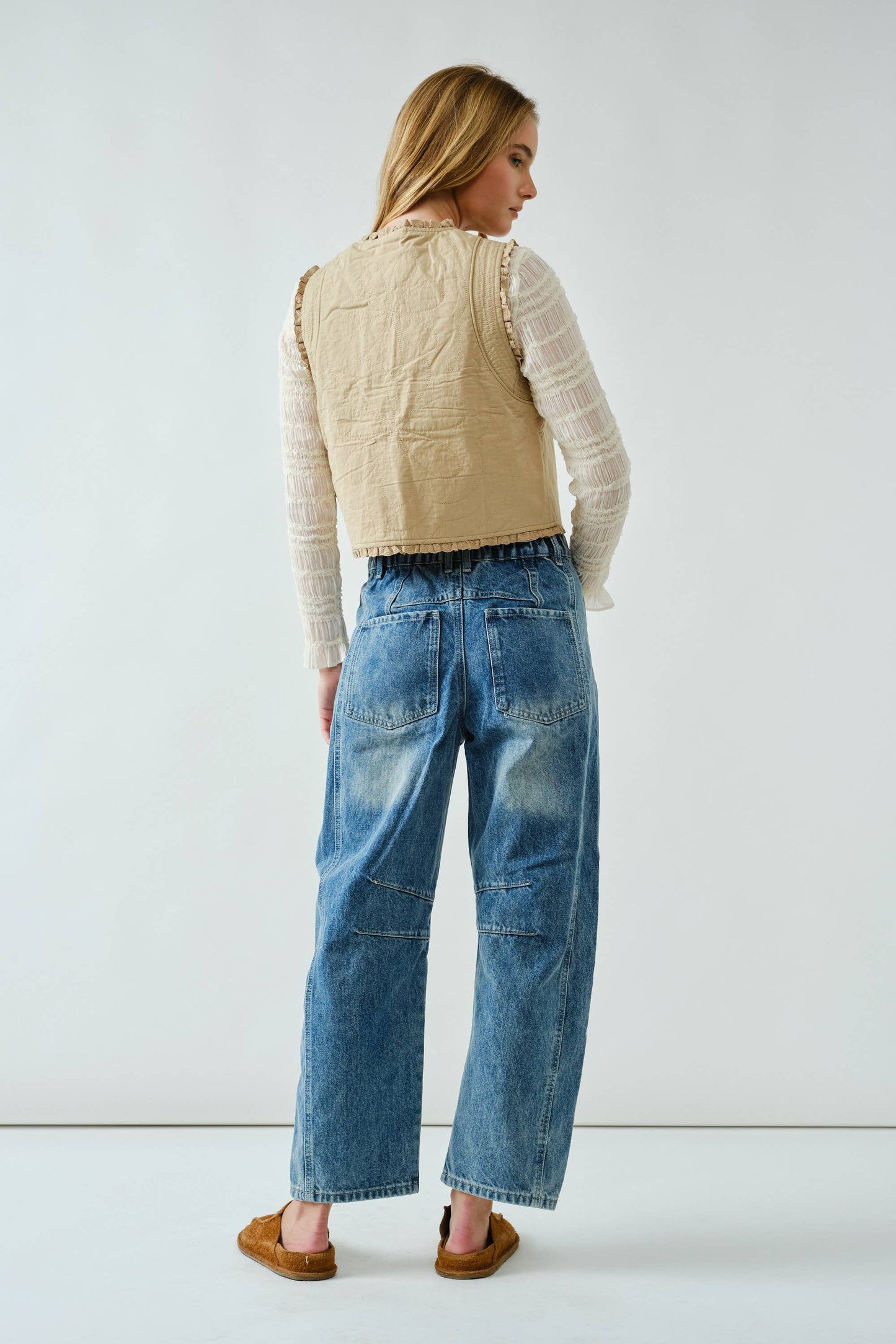 Lex embroidered cotton barrel pants