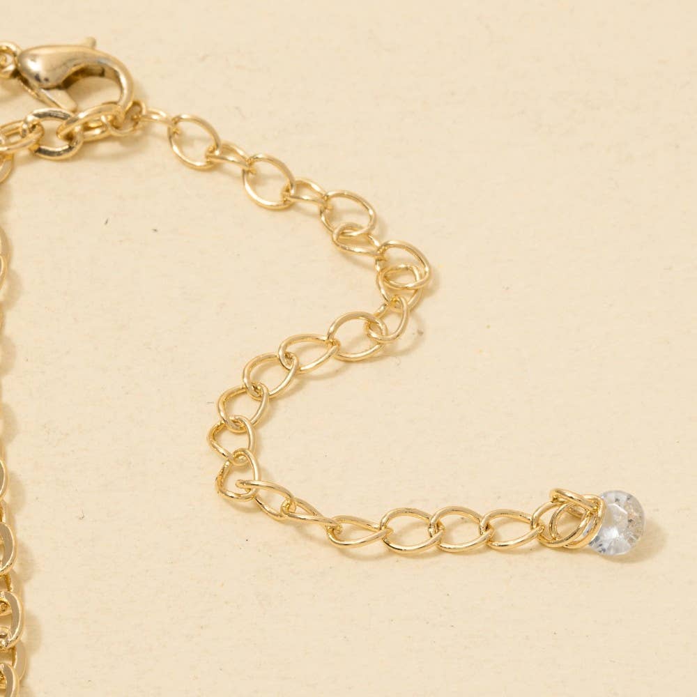 Heart Pearl Bows And Pearl Charms Chain Necklace