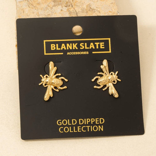 Gold Dipped Bumble Bee Large Stud Earrings