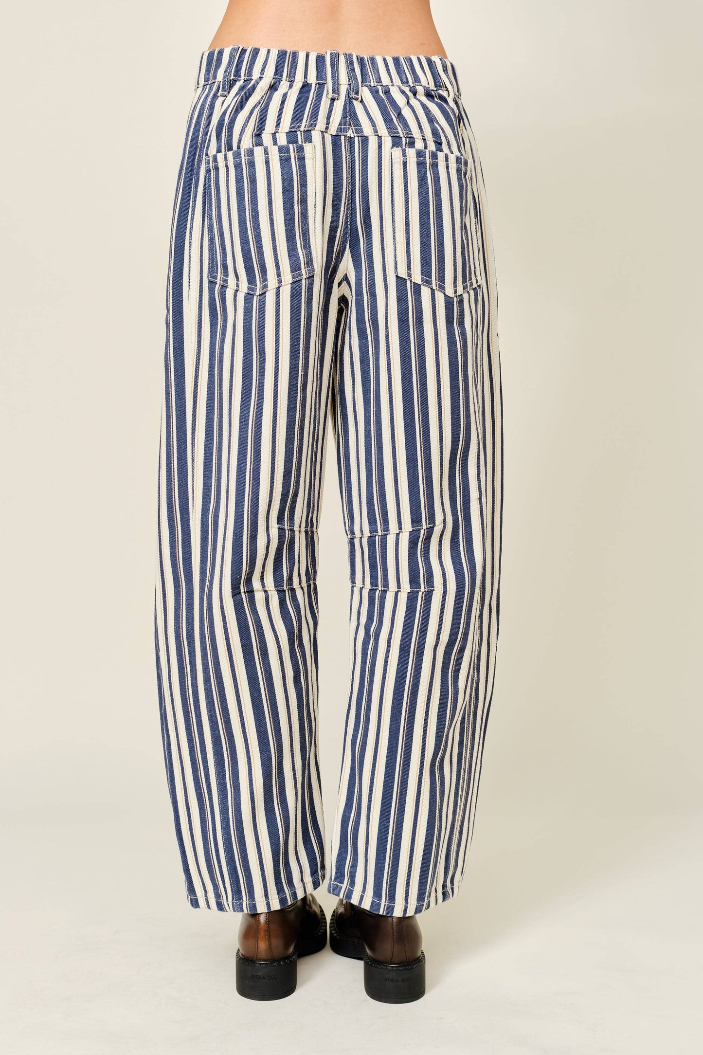 Sandy striped barrel jeans
