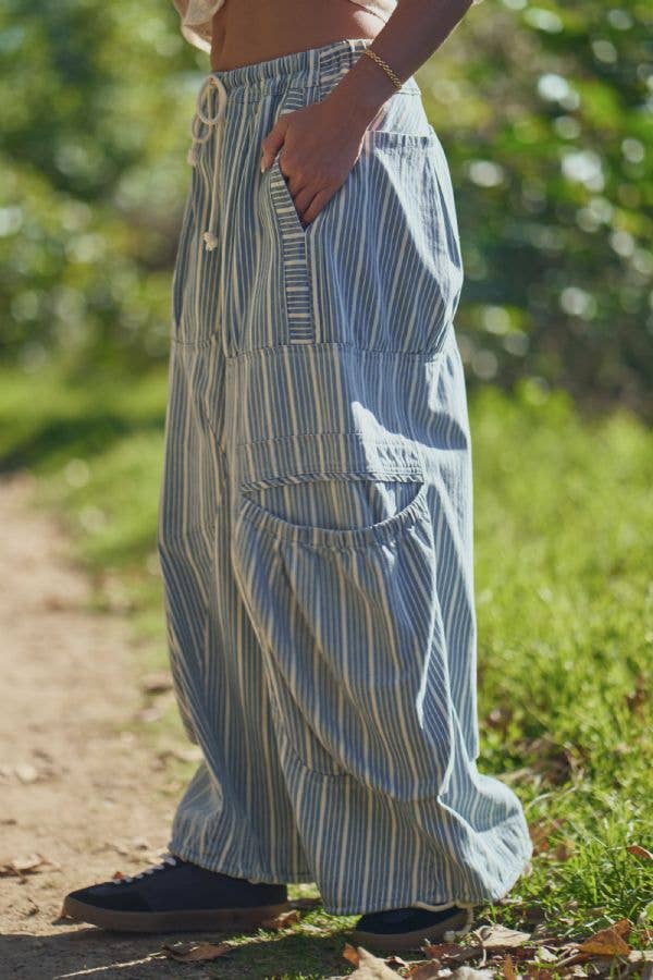 juniper striped wide leg cargo jeans
