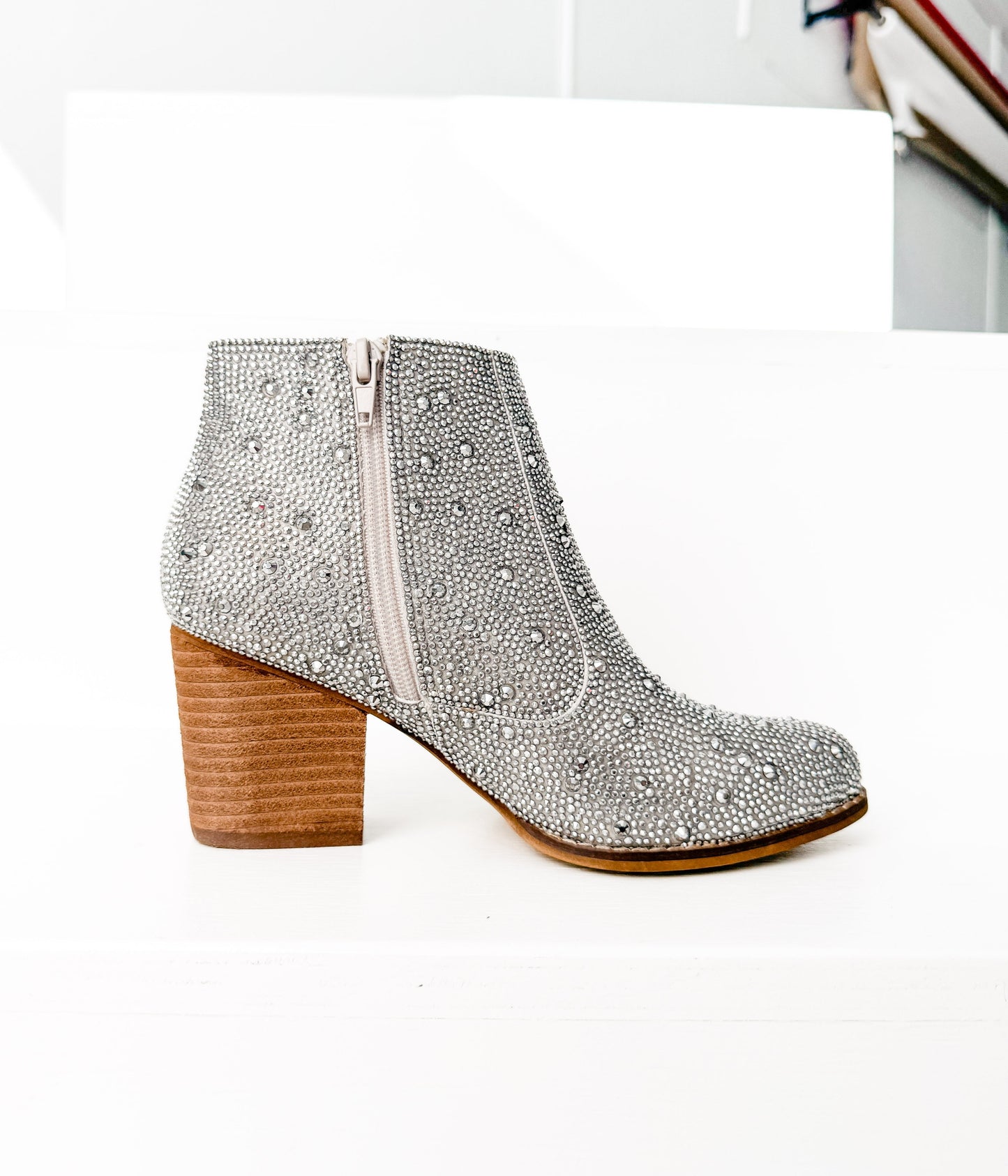 ONLINE EXCLUSIVE Shine Star Rhinestone Bootie in Silver