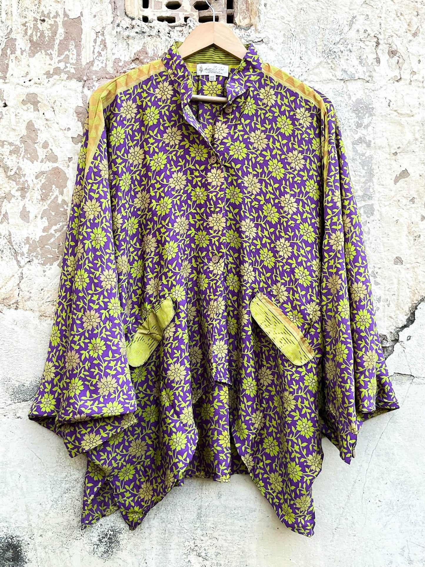 Free Size Handcrafted Silk Dylan Button Down