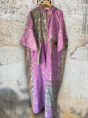 Free Size 0-22 Handcrafted Reversible Sari Zen Hoodie Jumpsuit