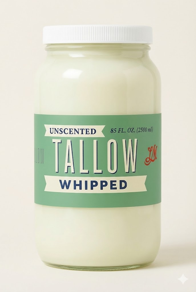 ONLINE EXCLUSIVE Unscented Whipped Tallow – All-Natural Moisturizer | Pure Beef Tallow Cream for Face & Body |Lady May Handmade, Preservative-Free Skincare