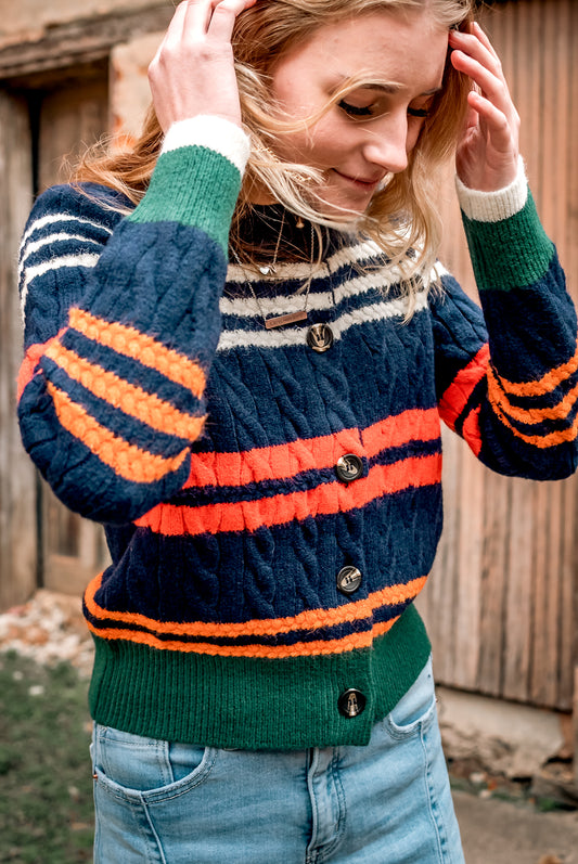 Lila Retro cable knit cardigan/ sweater top