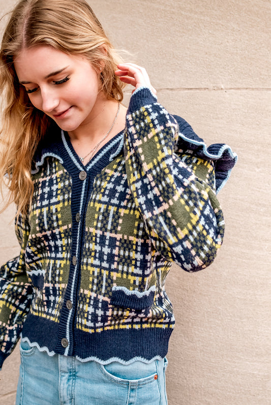 Tilly plaid sweater/cardigan