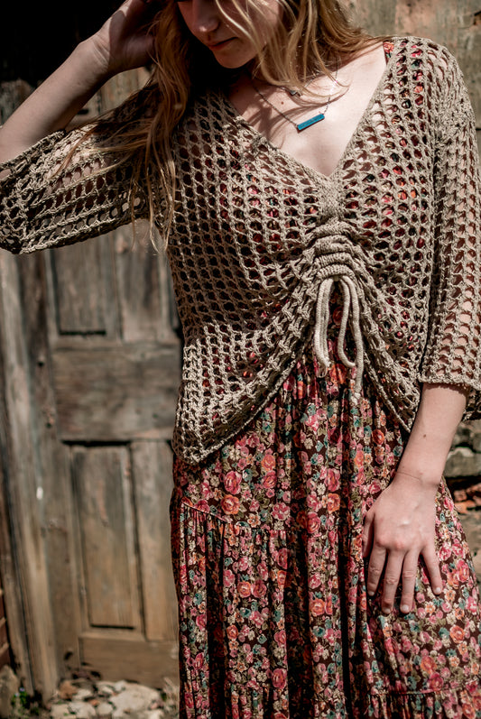 Mina Front Drawstring crochet top