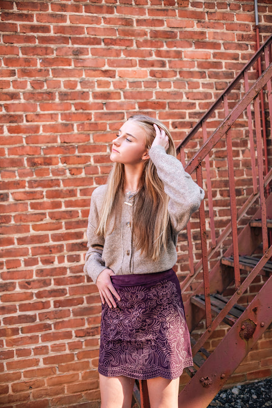 Easel suede embroidered skirt