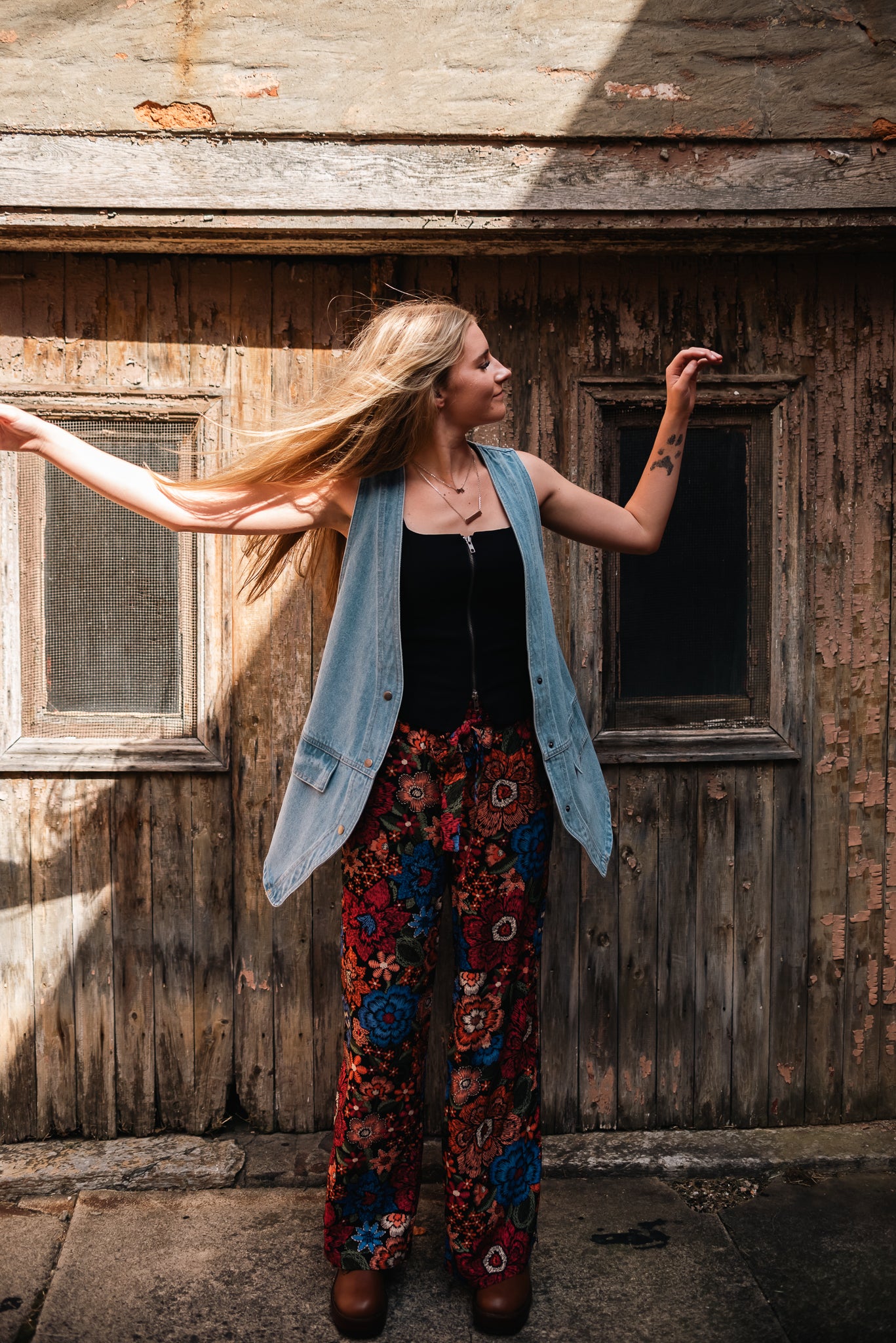 Penny Lane High Waisted Floral Print Pants