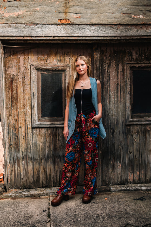 Penny Lane High Waisted Floral Print Pants