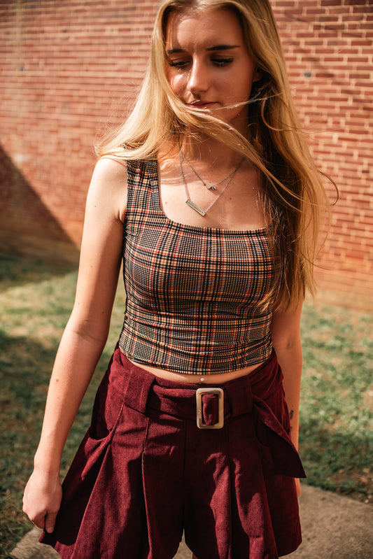 Square up Plaid tank top