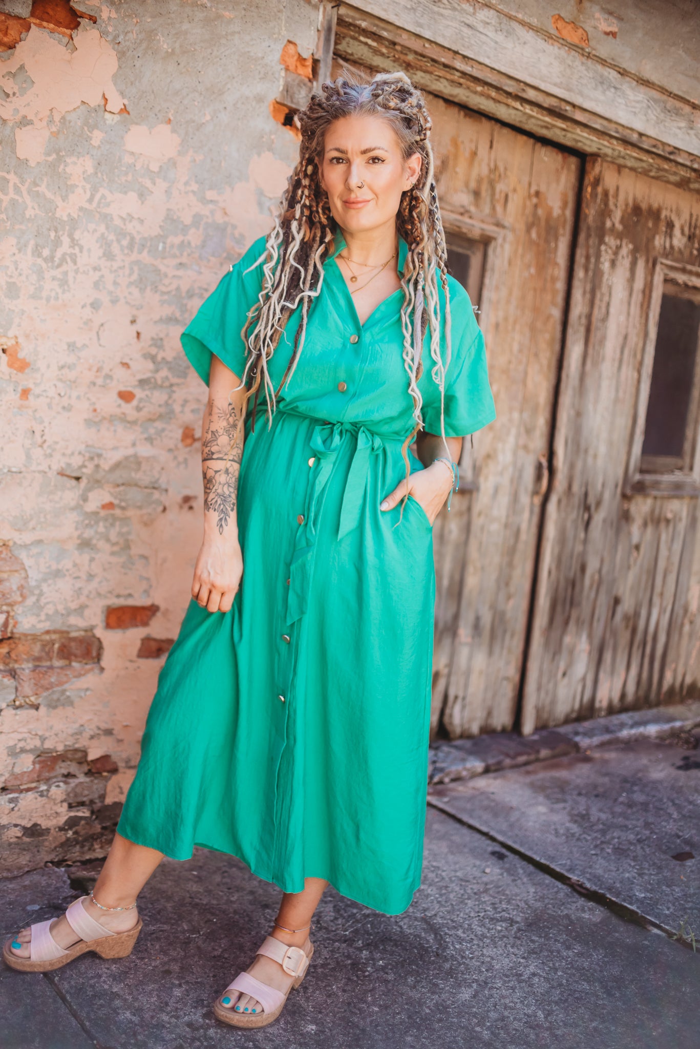 Lewis button down shirt midi dress