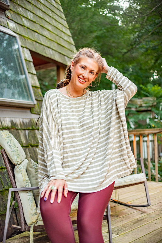 Devon oversized striped dolman top