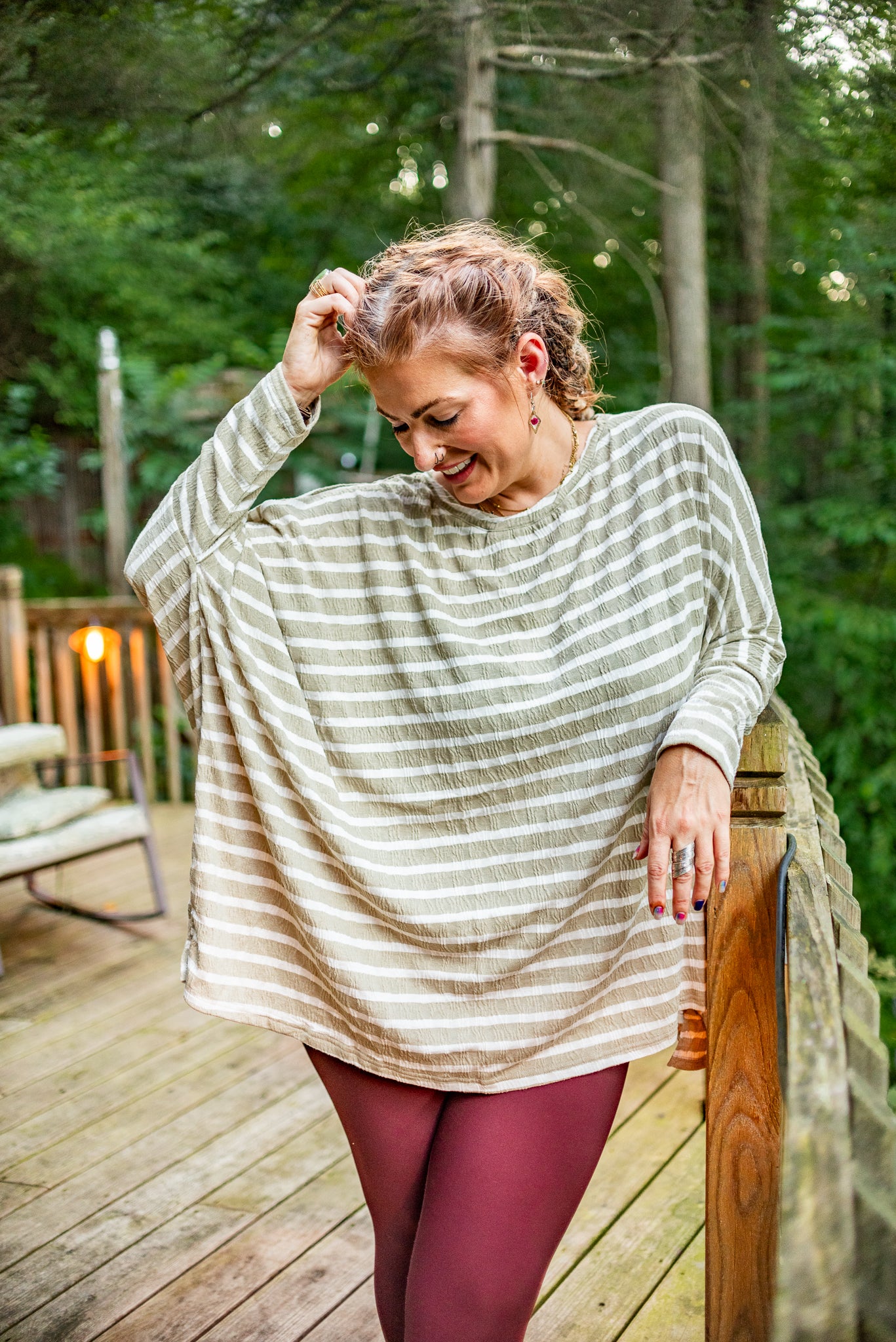 Devon oversized striped dolman top